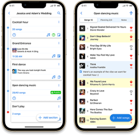 Two Phone Screens Featuring a Wedding Playlist to Streamline DJ Services